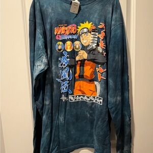 Hot Topic Anime Graphic Long Sleeve Shirt - Blue and Yellow